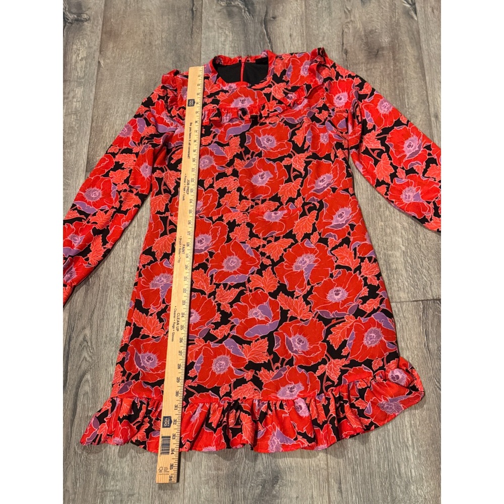 Who What Wear‎ Red Floral Ruffle Trim Long Sleeve Dress size small women's - Picture 2 of 5